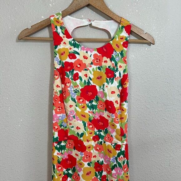NEW Lulu's Floral Print Tie-Back Midi Dress M Colorful Sleeveless Wedding NWT - Picture 5 of 10